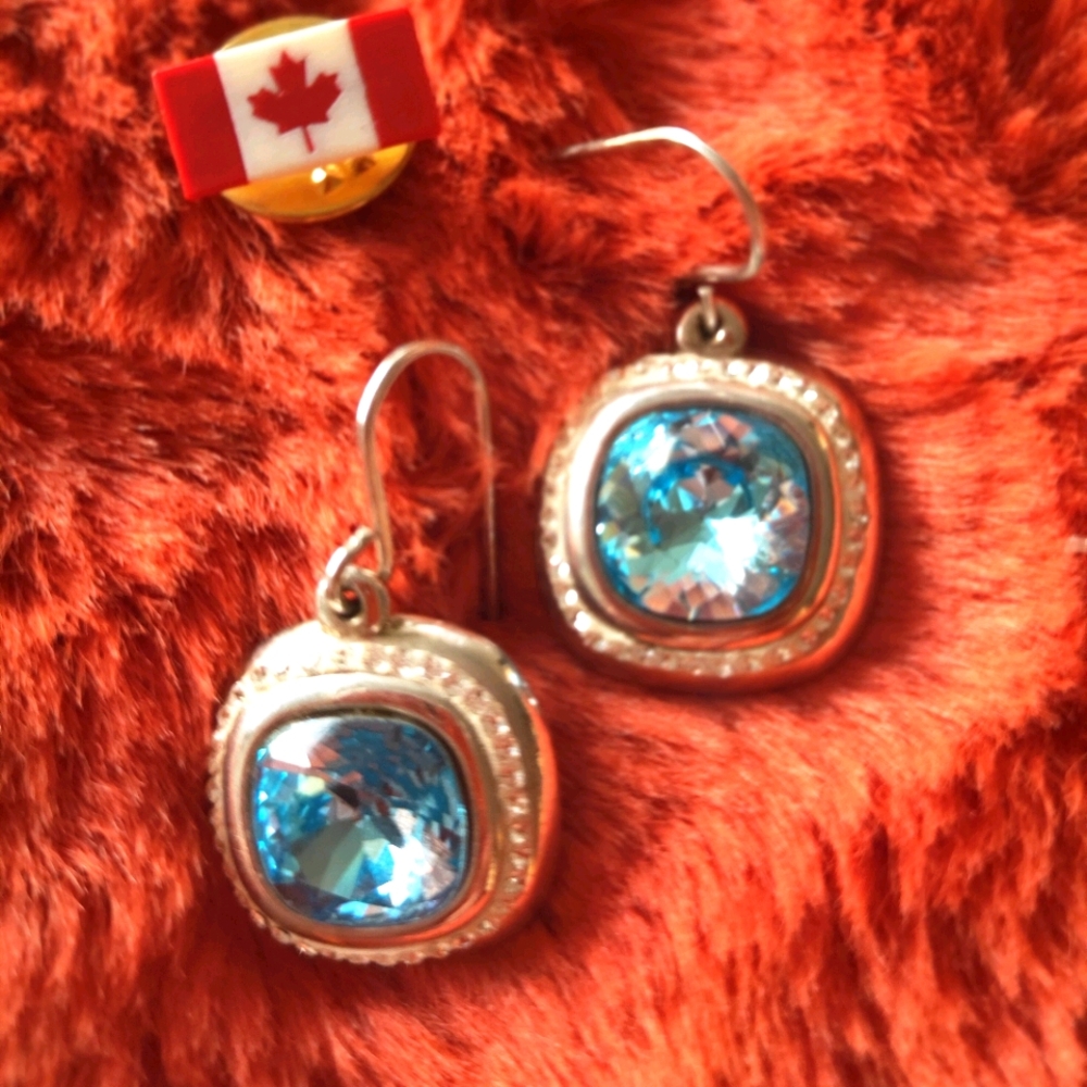 Nice Silver Blue acquamarine earrings